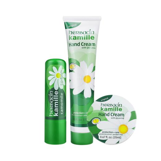 HERBACIN好本清 小甘菊呵护礼盒-A套装送礼新年礼物伴手礼（新经典护手霜75ml+经典圆罐护手霜20ml+修护唇膏4.8g） 商品图4