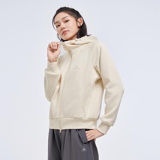 拓路者女款加绒连帽外套2024年秋冬户外休闲百搭上衣开衫拉链外套 商品图2