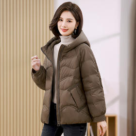 宽松轻薄白鸭绒立领，时尚保暖外套妈妈减龄短款羽绒服YIZX8583