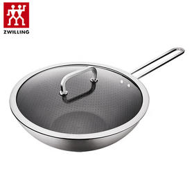 双立人（ZWILLING） 炒锅 Moment 30cm 不锈钢蜂巢中式炒锅 不粘涂层 ZW-C150