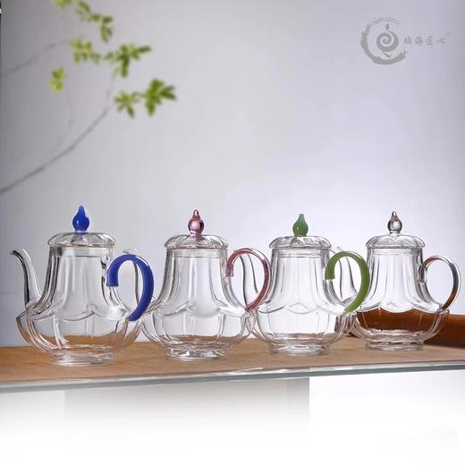 【特惠4折，仅一件，无货退款】璃海匠心-宫廷壶 耐高温高档玻璃茶具宫灯壶煮茶器可陶炉可用烧水蓝玉宫廷壶 商品图2