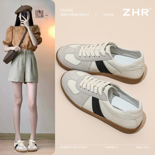 ZHR则则复古增高德训鞋女春季新款透气软底休闲鞋耐磨防滑板鞋女 商品图8
