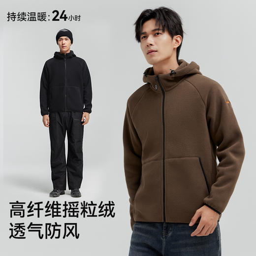 拓路者摇粒绒外套男2024秋冬新款户外连帽拉链上衣保暖加厚抓绒衣 商品图1