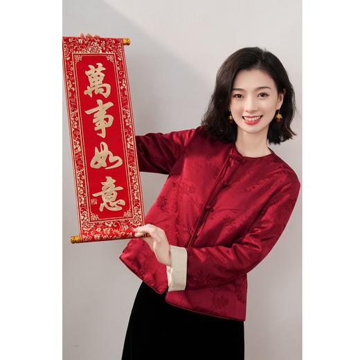 西子/【白雪红梅】桑蚕丝提花刺绣中式圆领正反两穿夹棉棉服外套/MFYG044 商品图1