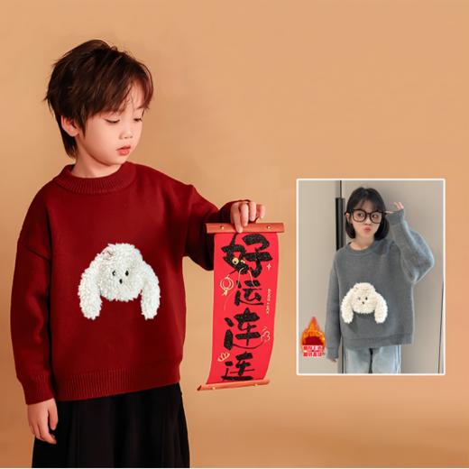 🌸糯叽叽 🎈肉眼可见的好质感 挑选一件既保暖🥰又充满童趣的衣物吧🔥【儿童立体卡通小狗圆领针织毛衣💖】将萌宠元素与时尚设计🎉完美融合 🎁让孩子秒变冬日里耀眼✨的小明星 商品图0