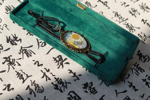 复古干花森系创意押花项链 商品图1