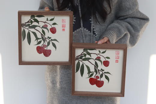 岭南荔枝图押花画框（中） 商品图0