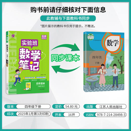 2025年春 小学数学【人教版】 四年级下册 实验班笔记 商品图2