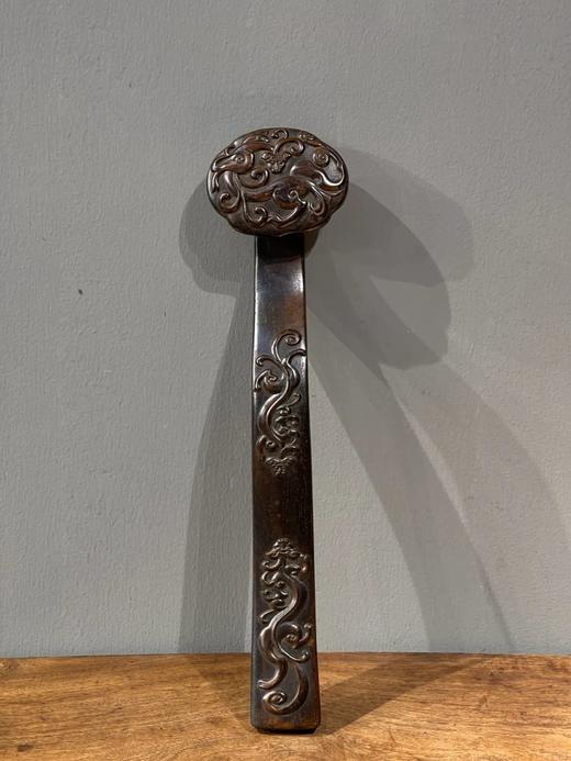 花梨木雕螭龙纹如意摆件，顺丰包邮 商品图0