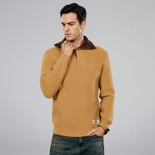 【加厚大翻领】罗蒙男士秋冬半拉链针织衫男高领毛衣外套男士针织开衫外套男 商品图2