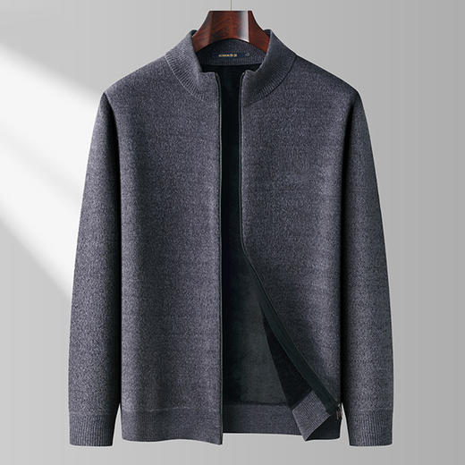 【加绒加厚】罗蒙男士冬季仿羊绒夹克男士外套加绒外套男毛衣外套 商品图2