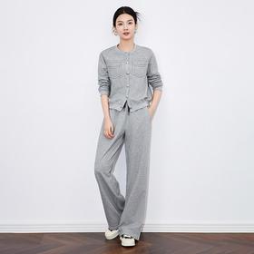 【高货wl】全新升级【铂金会员330/天猫439/差价109】(55008) 洛诗琳秋冬休闲时尚明线双口袋短款外套时髦休闲裤两件套