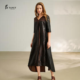 TANGY Collection/2025天意精品春季新品中国风女士莨绸连衣裙L251801