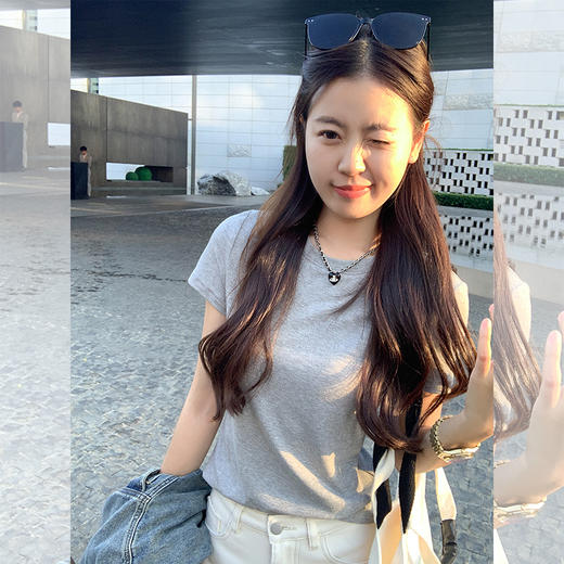 <曾小咸推荐>基础佰搭5色正肩短袖T恤 商品图3