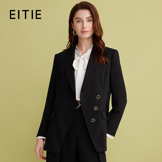 EITIE爱特爱气质精致通勤正式感收腰显瘦黑色西装外套2025春新款A2503503 商品图0