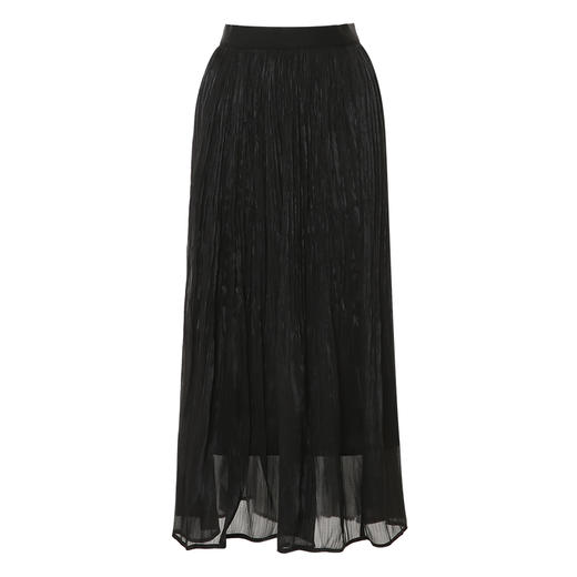 EITIE爱特爱不规则褶皱高腰a字显瘦黑色飘逸及踝半身裙2025春新款A2506509 商品图5