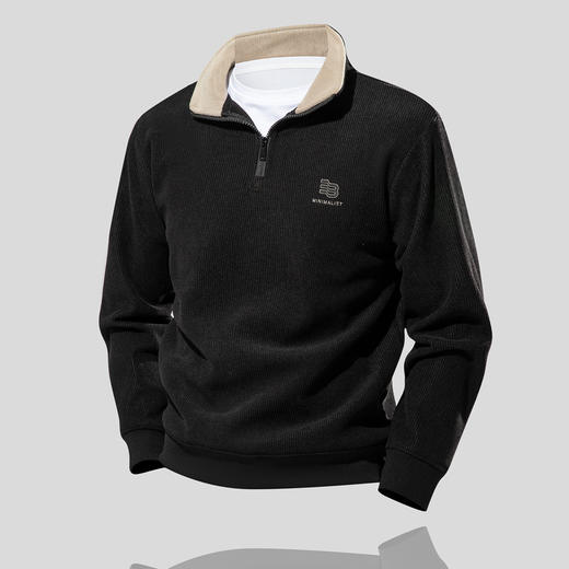 【海藻纹】罗蒙男士冬季半拉链立领加绒卫衣加厚百搭时尚男士卫衣 商品图2