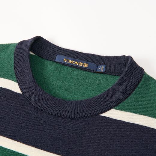 罗蒙男士针织衫撞色横条毛衣柔软细腻亲肤打底衫男士针织衫毛衣男 商品图7