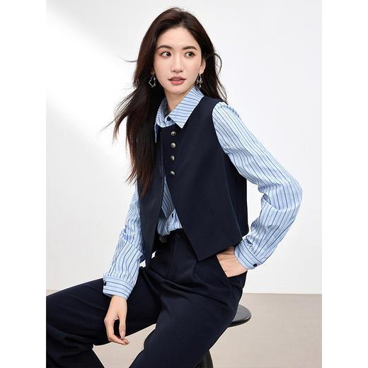 【1件75折】熙世界老钱风气质无袖马甲外套西装裤两件套女2025一整套入春穿搭 商品图2