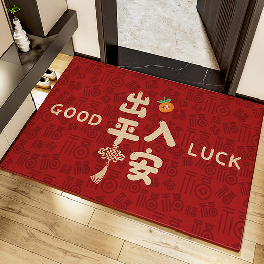 【新年好物！水晶绒地毯】红色入户门地垫高级感 吸水防滑脚踏垫 家用耐脏易打理 水晶绒地垫-QQ 商品图5
