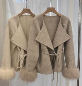 【门店同款】ENJOY冬季柔韧与共富家千金绑带大衣 160443142