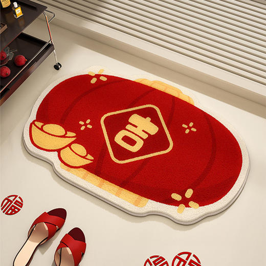 【新年好物！仿羊绒吸水浴室垫】新年喜庆仿羊绒地毯 耐脏易打理 浴室地垫吸水防滑 淋浴地垫 表面轻弹柔软 美观度与功能性相得益彰-QQ 商品图1