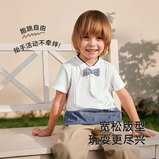 【商场同款】英氏儿童T恤夏季短袖透气男童牛仔纯棉T恤2025新款 商品图2