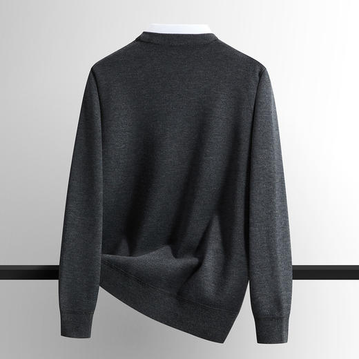 【加绒加厚】罗蒙男士含羊毛假两件男针织衫男士毛衣秋冬加绒衬衫男士衬衫 商品图3