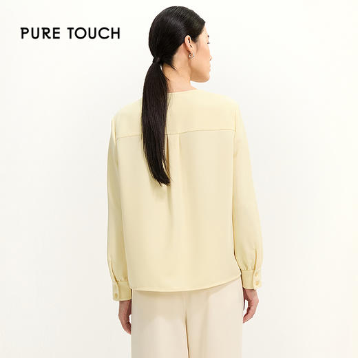 PURE TOUCH气质女神必备简约米黄长袖上衣小衫1301251003 商品图2