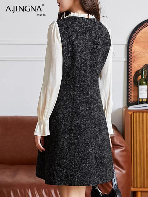 【名媛香风】阿菁娜春季新款精致节日氛围感假两件连衣裙F30C212002 商品图4