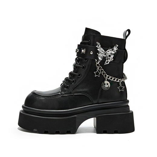 真皮英伦风蝴蝶链条厚底马丁靴BT-S617-5 商品图4