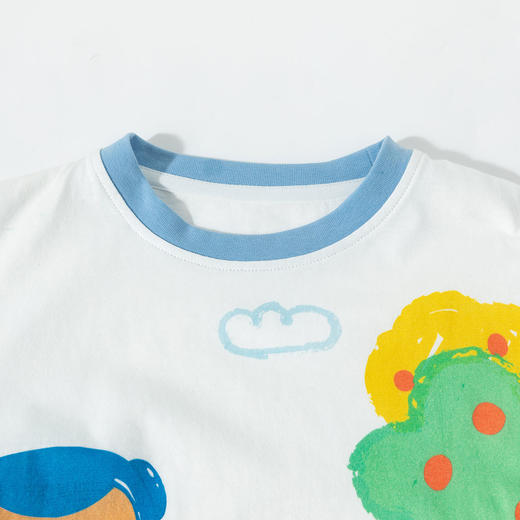 【假两件】2025新款春季简约时尚纯棉圆领休闲t恤儿童上衣 商品图9