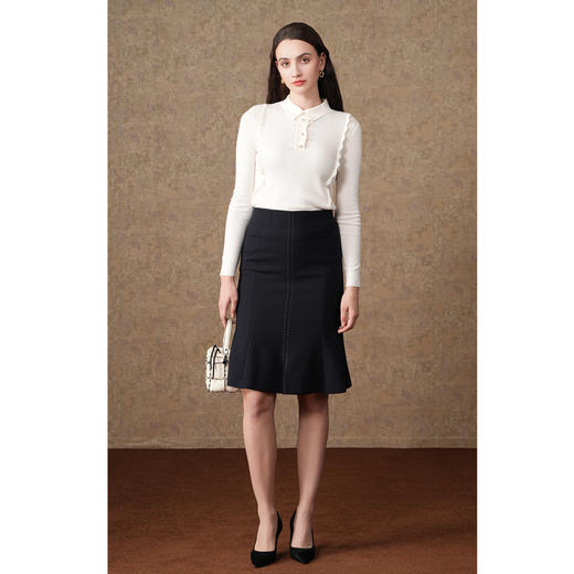 【两色可选】乔万尼冬新款羊绒打底衫纯色气质修身减龄设计款EI4M638 商品图4