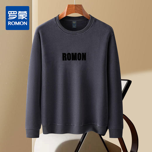 【双面奥粒绒】罗蒙男士秋冬款加绒卫衣男时尚经典圆领卫衣舒适保暖上衣 商品图0