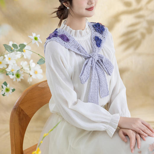 苏苏姐家花影系带披肩手工diy钩针羊毛线编织毛线团材料包 商品图1