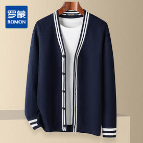 罗蒙男士春秋时尚针织衫男外套百搭休闲舒适通勤男士针织开衫男外套