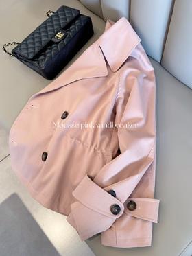 蛋糕上的草莓 可收腰设计 抗皱工艺一流天丝棉双排扣短风衣 慕斯粉