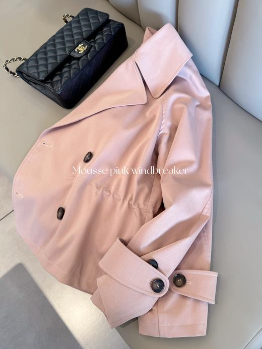 蛋糕上的草莓 可收腰设计 抗皱工艺一流天丝棉双排扣短风衣 慕斯粉 商品图0