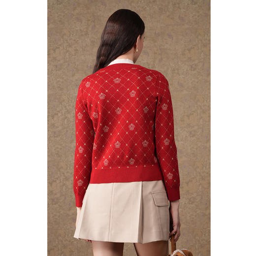 【两色可选】乔万尼针织衫宝石红英伦气质假两件式毛衫EI4M646 商品图7