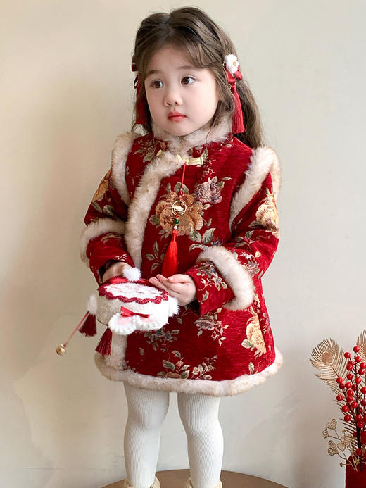 【YW】无忧购新年儿童新中式国风吊坠盘扣旗袍洋气拜年服D224-6（截单后7天发货)25年清仓捡漏 商品图1