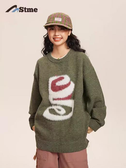 早乙女惠子saotome/STMMY251034/日系苹果蛇仿貂毛拼接圆领毛衣 商品图3