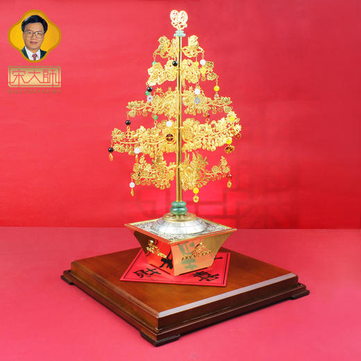 宋韶光大师金色发财树黄铜镀金摆件家居摆件礼品 商品图1