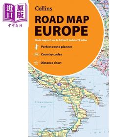 预售 【中商原版】柯林斯欧洲公路地图 Collins Road Map of Europe 英文原版 旅游 路线规划