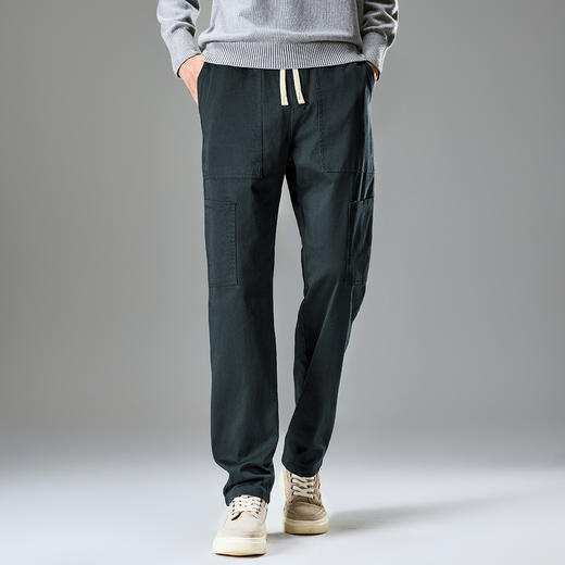 罗蒙纯色简约男士休闲裤保暖百搭舒适休闲裤男亲肤透气潮流裤子男 商品图1
