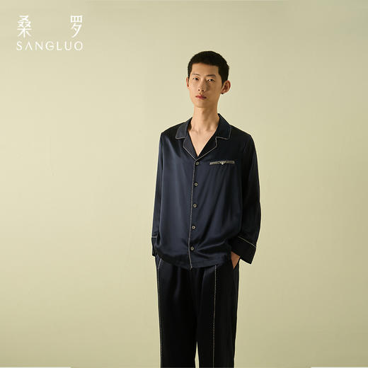 时髦先生桑罗撞色条纹套装男士家居服可外穿送男友25年春夏新品 商品图1