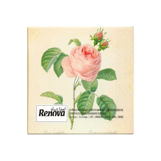 RENOVA古典玫瑰黑标餐巾纸/118027 原生木浆20张/包 3层 商品图0
