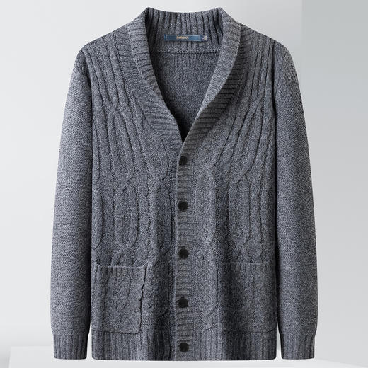 罗蒙男士冬季含羊毛针织开衫男舒适百搭外套男士通勤毛衣男针织衫 商品图2