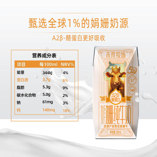 【CC爸妈粉丝专享】归一纯娟姗牛奶原生高钙200ml*12盒 A2酪蛋白娟姗牛奶 商品图3