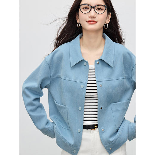 【年货节】熙世界高级感麂皮绒外套女短款2025年春装新款小个子休闲夹克上衣 商品图4