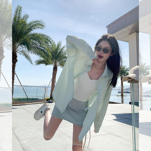 <曾小咸推荐>4.5现货秒杀 ！微信超特价！韩系条纹翻领衬衫 日常159.99 立减80 秒杀79.99！！ 商品图1